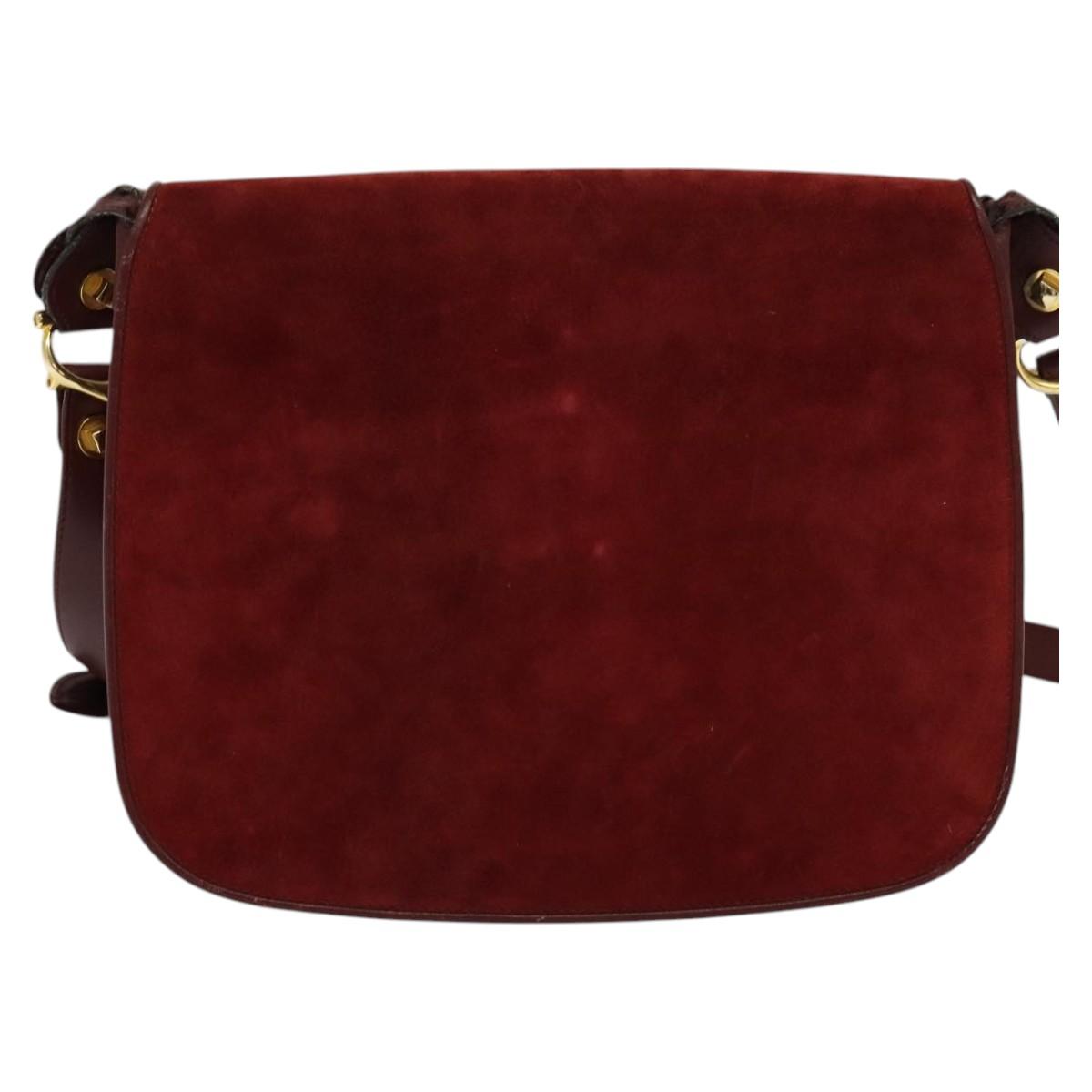 Cartier Must De Cartier Burgundy Suede Shoulder Bag (Pre-Owned)