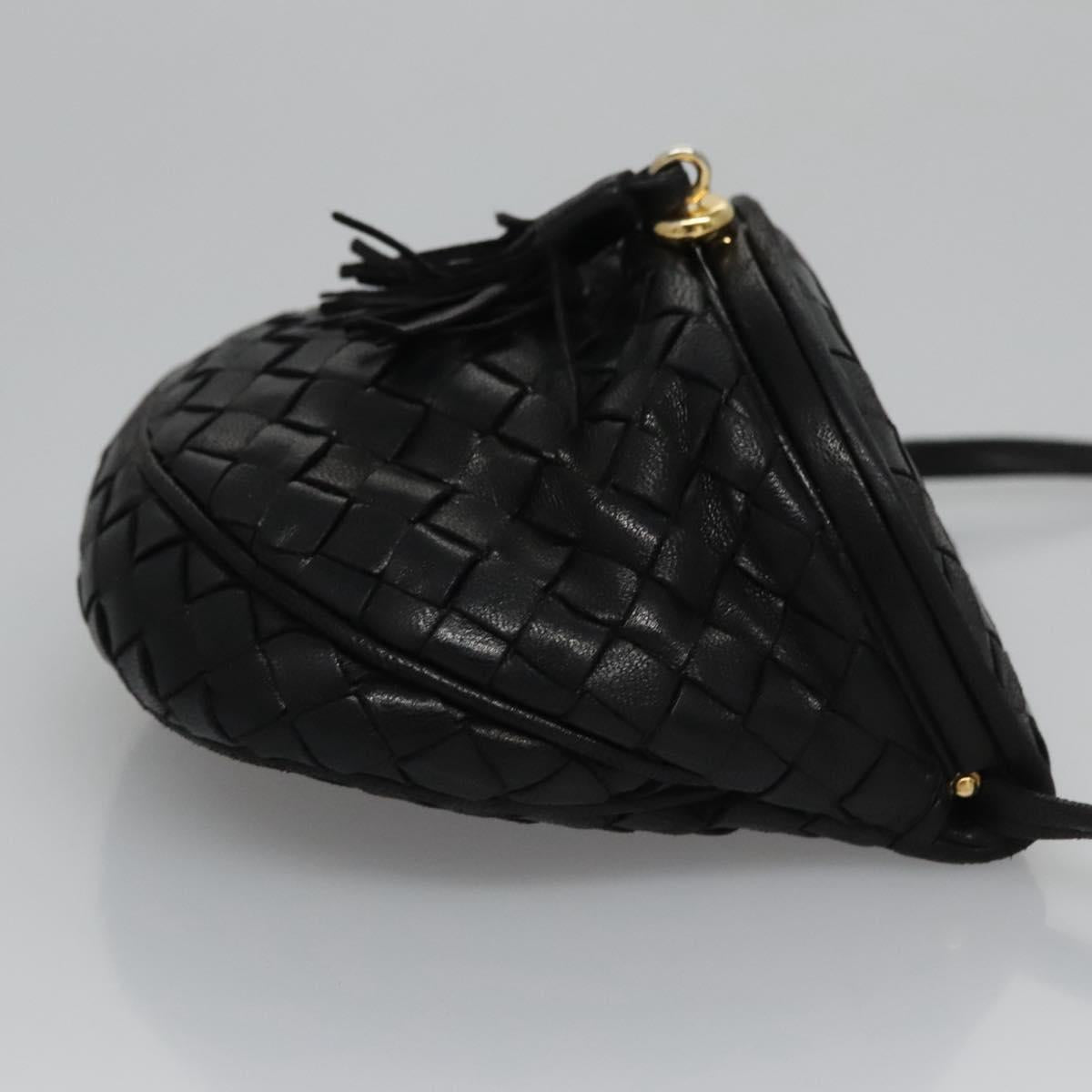 Bottega Veneta Intrecciato Black Leather Clutch Bag (Pre-Owned)