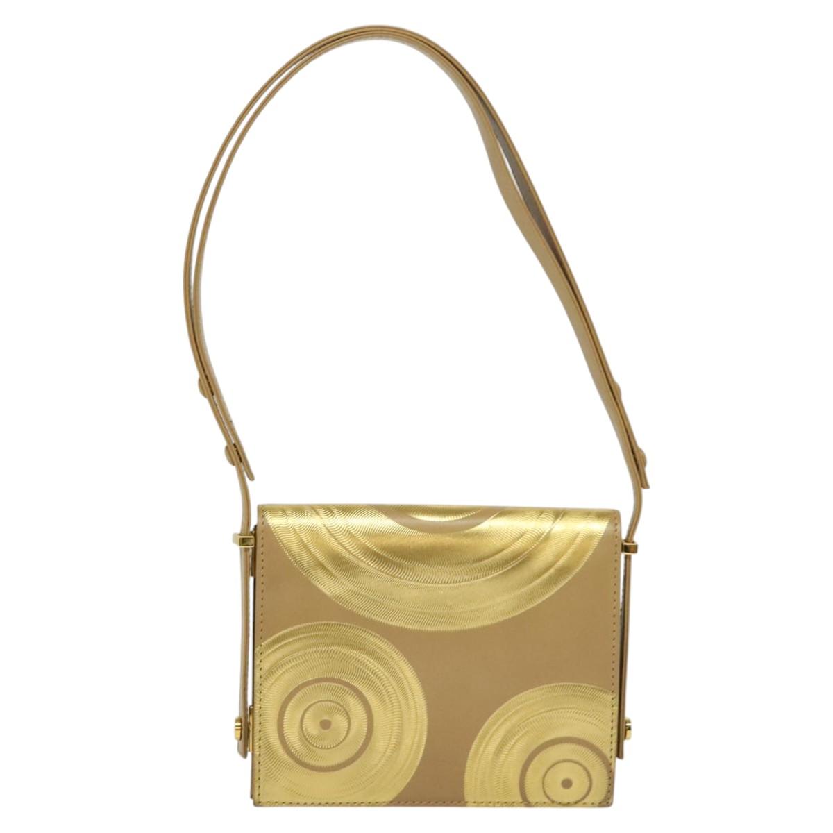 Fendi Gold Leather Shoulder Bag (Pre-Owned)