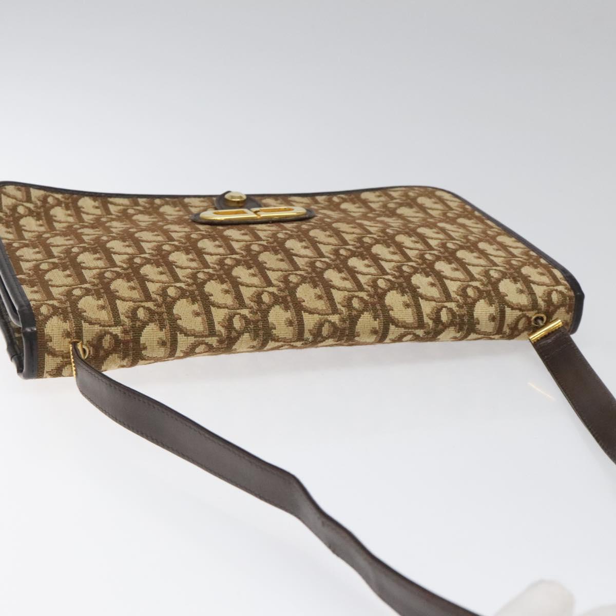 Dior Trotteur Brown Canvas Shoulder Bag (Pre-Owned)