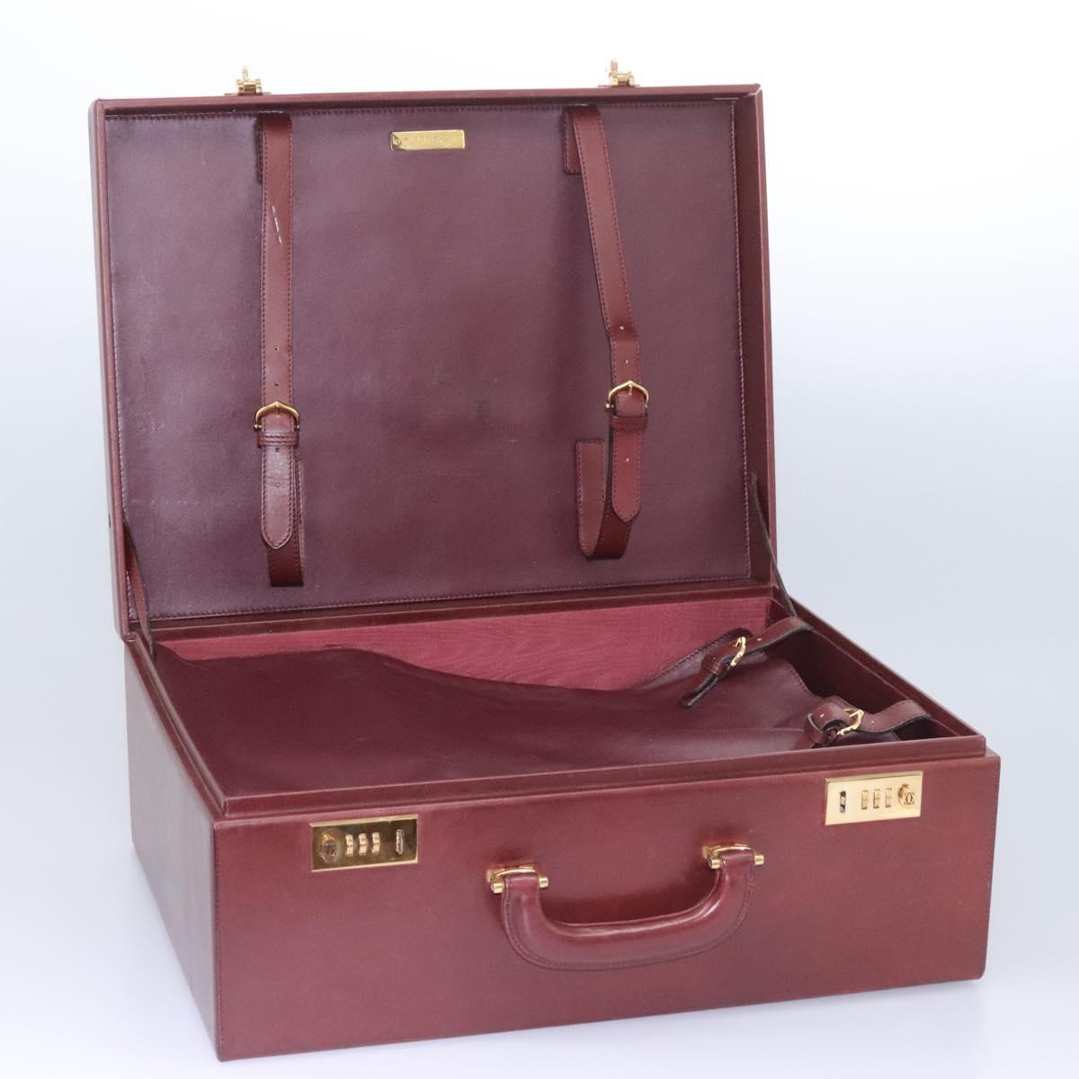 Cartier Must De Cartier Burgundy Leather Travel Bag (Pre-Owned)