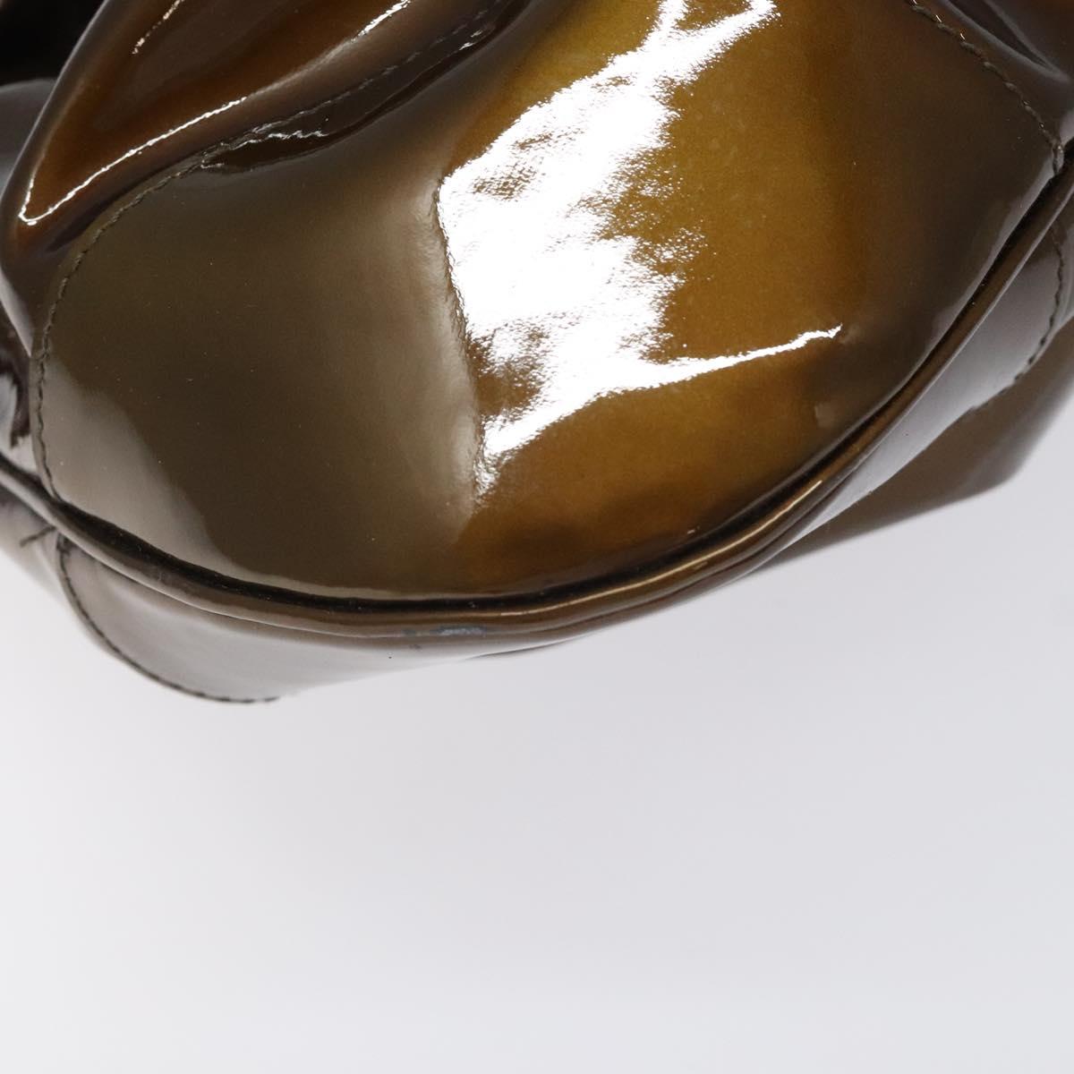 Salvatore Ferragamo Marisa Brown Patent Leather Shoulder Bag (Pre-Owned)