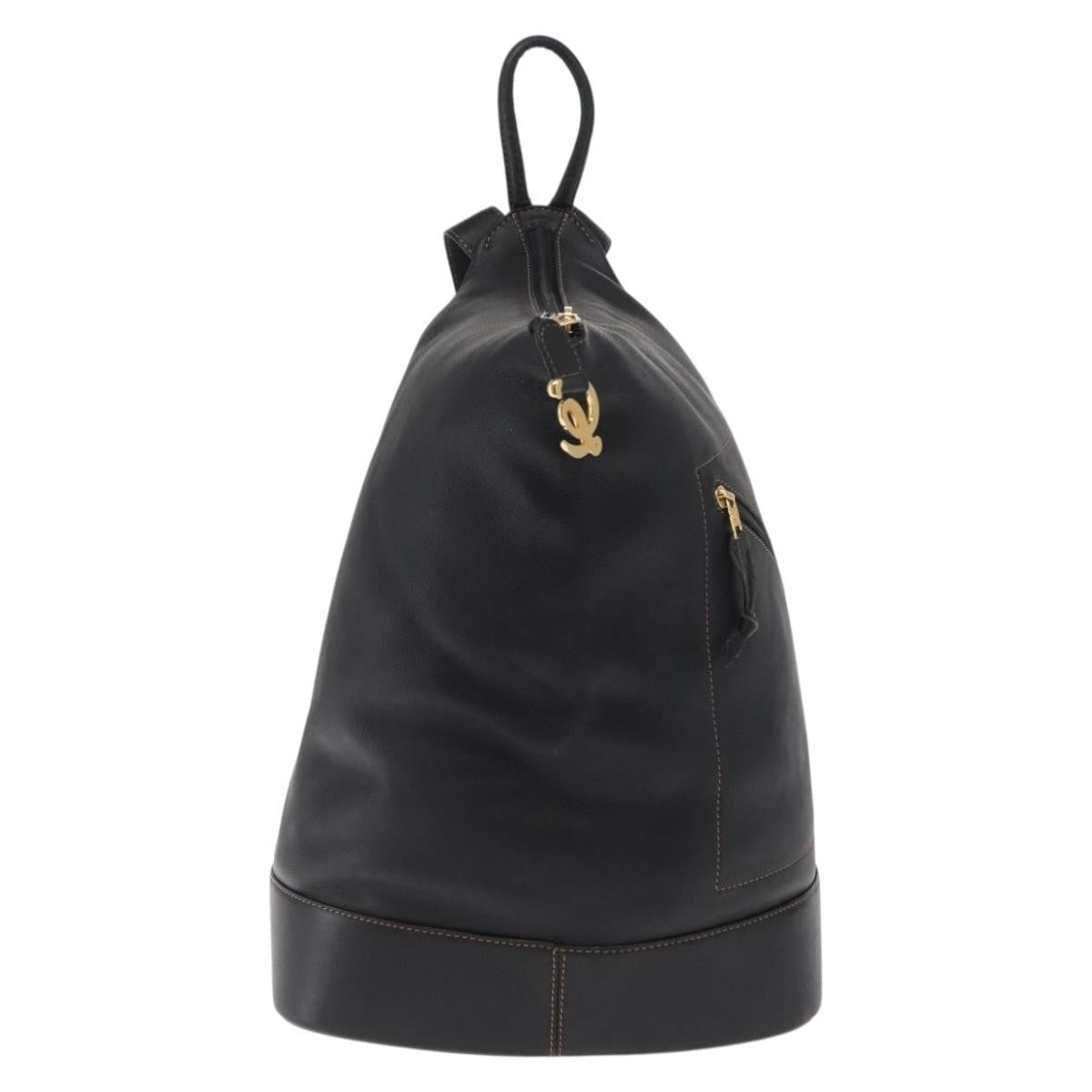 Loewe Anton Leather Black Leather Backpack Bag (Pre-Owned)
