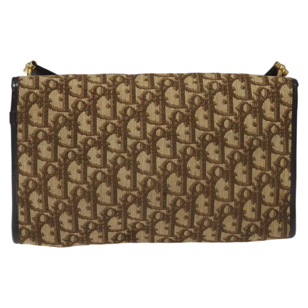 Dior Trotter Brown Canvas Shoulder Bag (Pre-Owned)