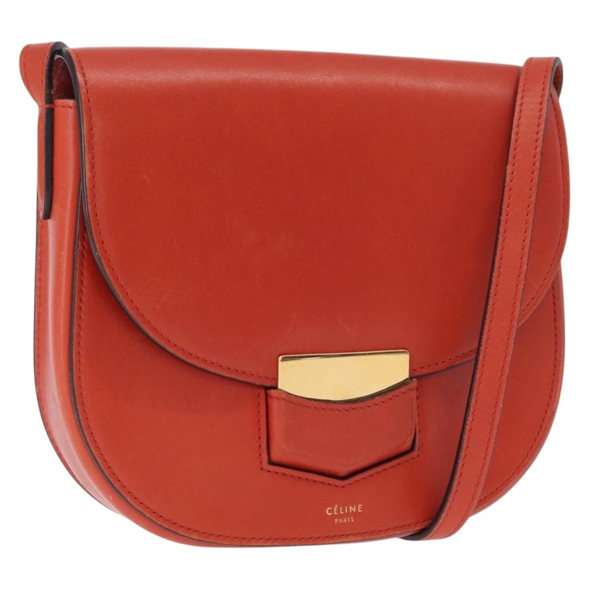 Celine Trotteur Messenger Calfskin Orange Leather Shoulder Bag Bag (Pre-Owned)