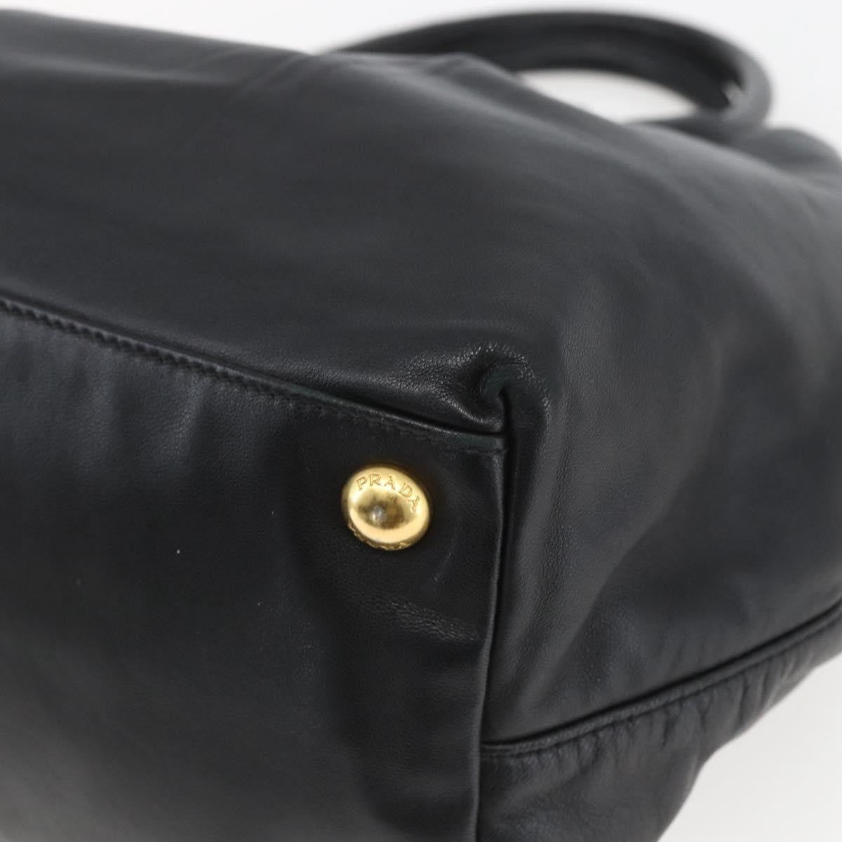 Prada Bow Tote Leather Black Leather Tote Bag Bag (Pre-Owned)