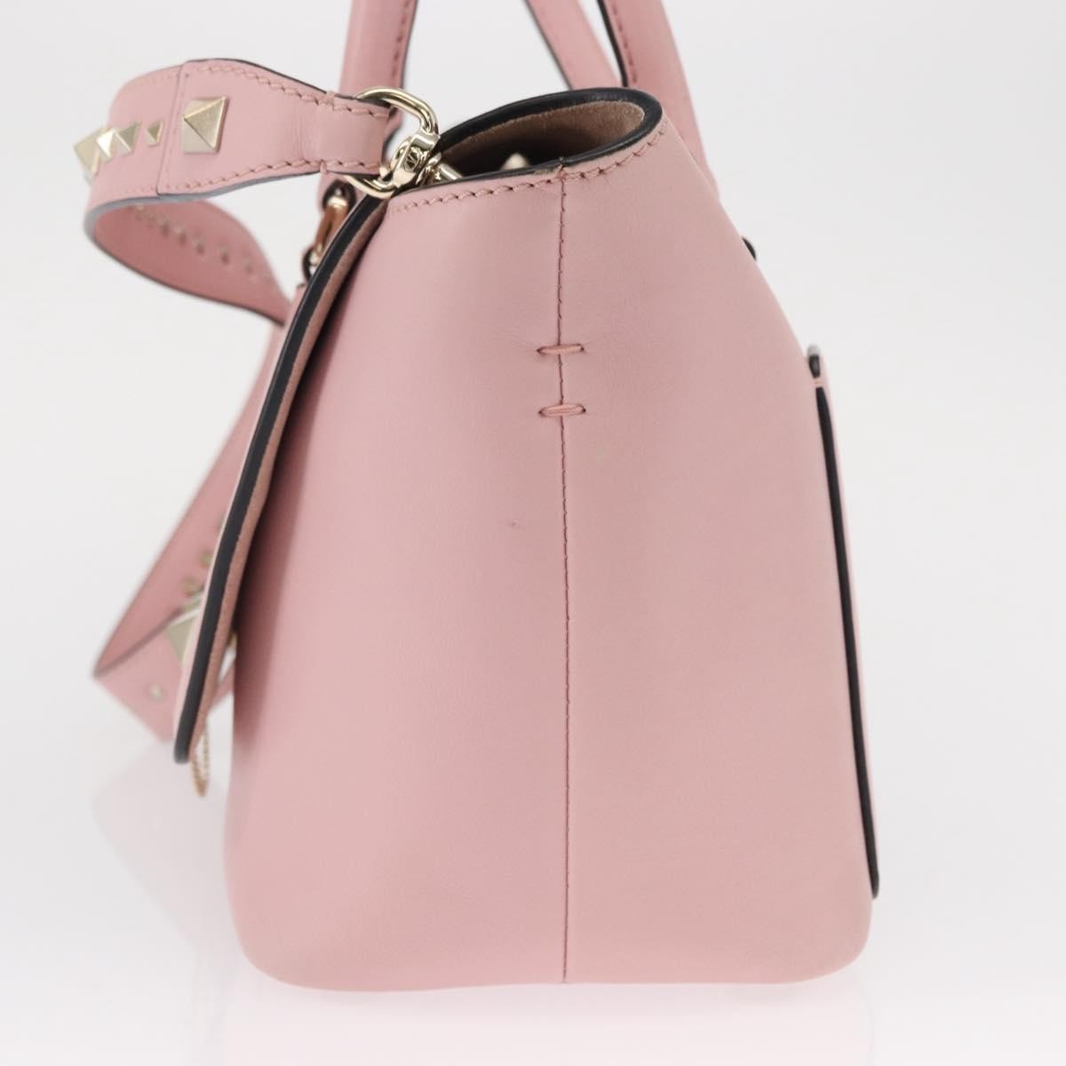 Valentino Garavani Demilune Flap Satchel Leather Pink Leather Handbag (Pre-Owned)