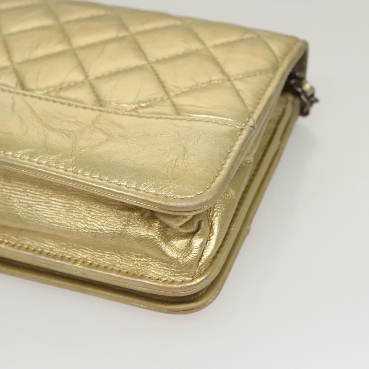 Chanel Gabrielle Wallet On Chain Quilted Aged Calfskin Gold Leather Crossbody Bag Bag (Pre-Owned)