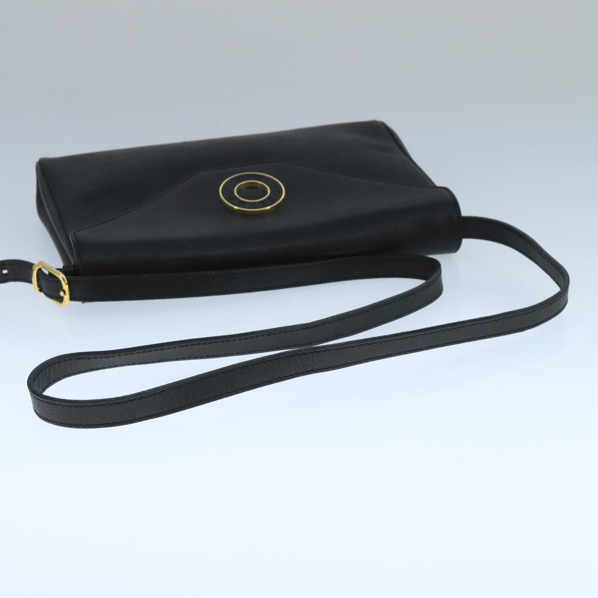 Céline Logo Du Cercle Black Leather Shoulder Bag (Pre-Owned)