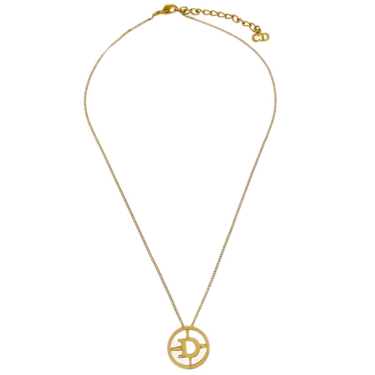 Christian Dior Cd Round Pendant Metal Gold Gold_Plated Necklace Jewelry (Pre-Owned)