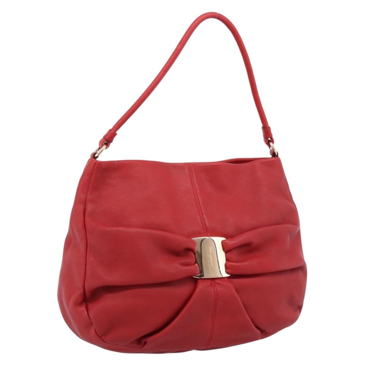 Salvatore Ferragamo Miss Vara Giusy Hobo Leather Red Leather Shoulder Bag Bag (Pre-Owned)