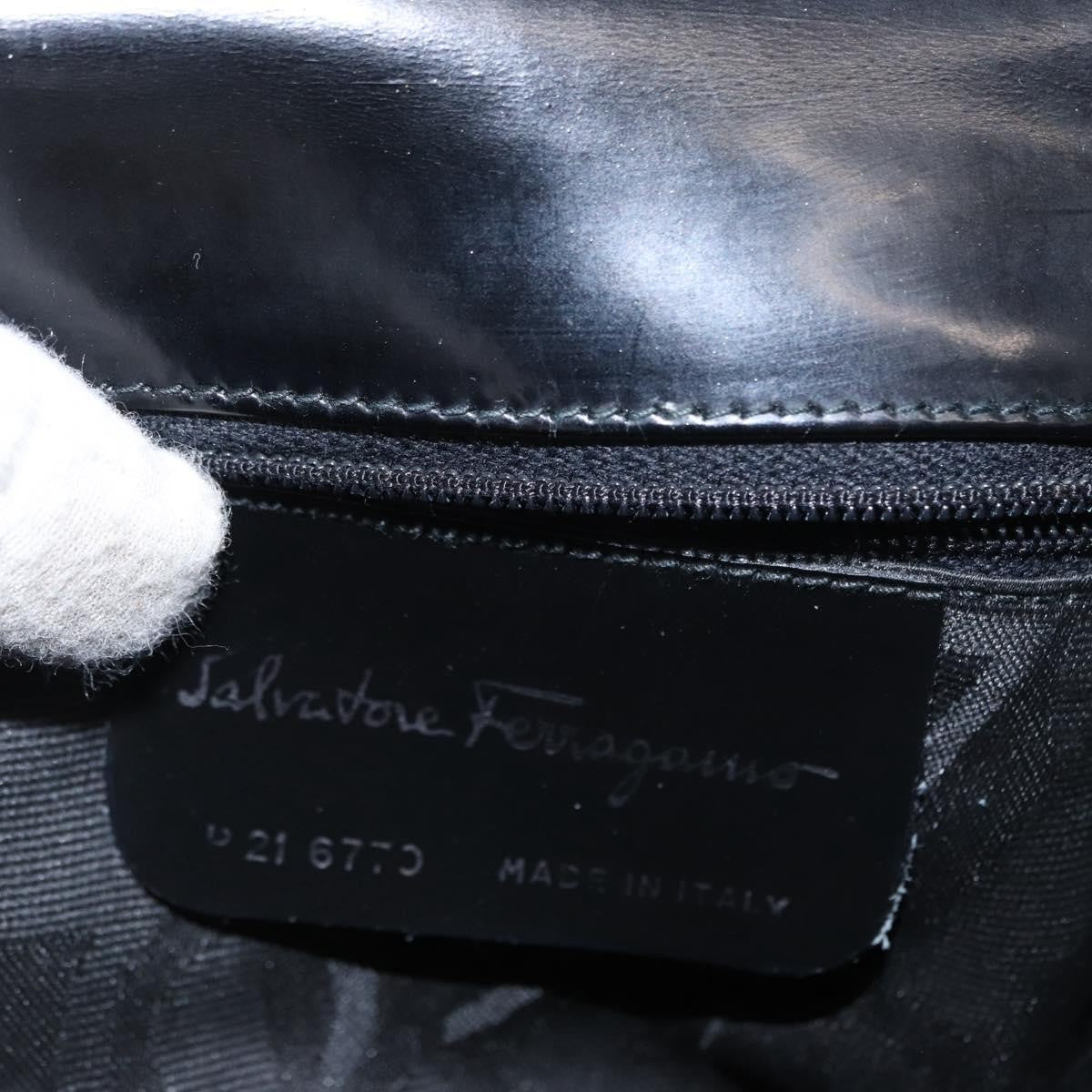 Salvatore Ferragamo Gancini Leather Black Leather Handbag (Pre-Owned)