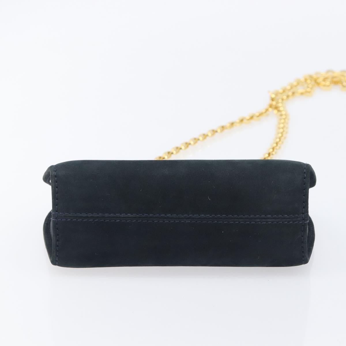 Salvatore Ferragamo Vintage Gancini Chain Suede Black Suede Shoulder Bag Bag (Pre-Owned)