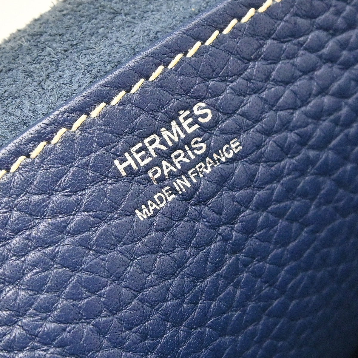 Hermes Halzan Clémence Blue Leather Tote Bag Bag (Pre-Owned)
