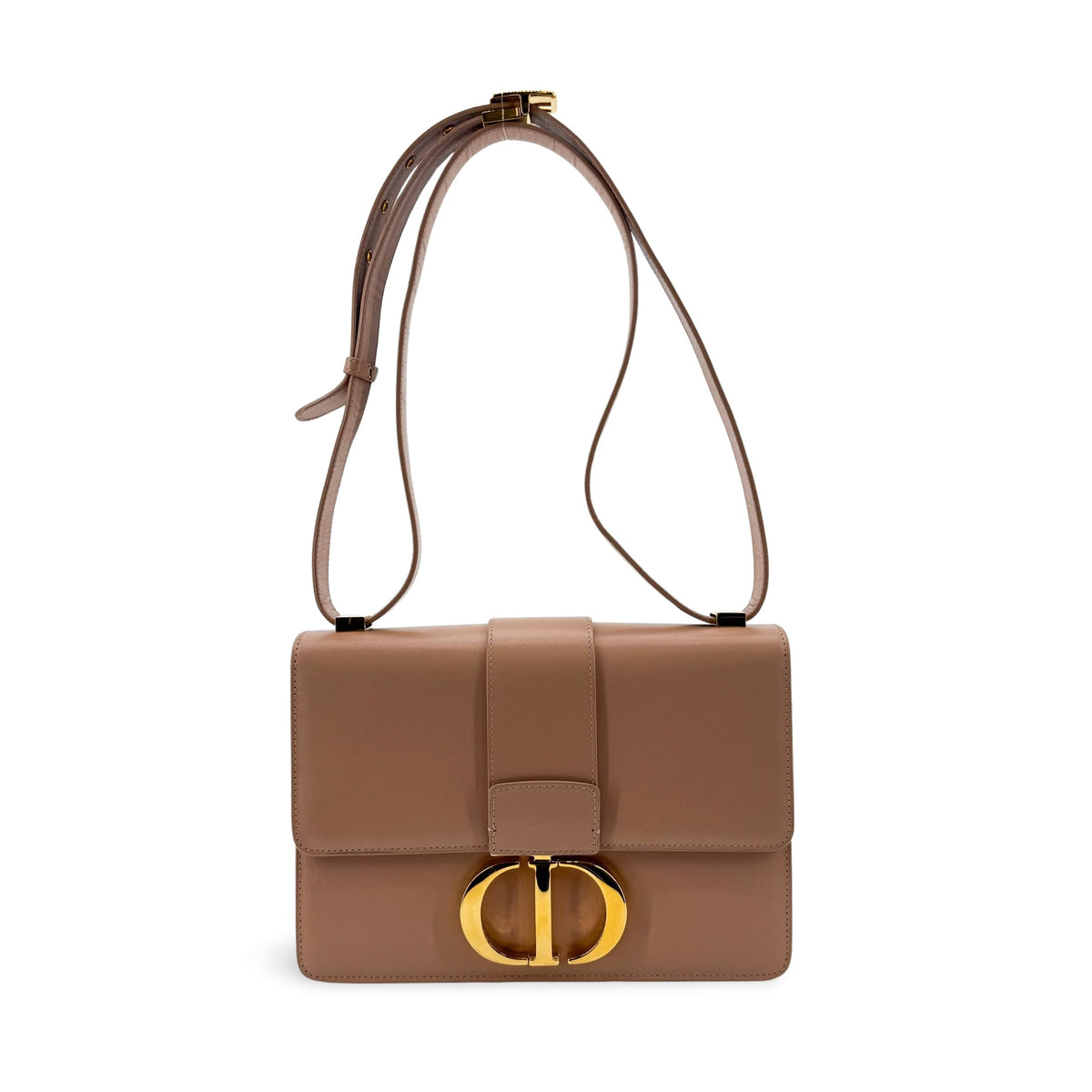 Christian Dior 30 Montaigne Flap Leather Beige Leather Handbag (Pre-Owned)