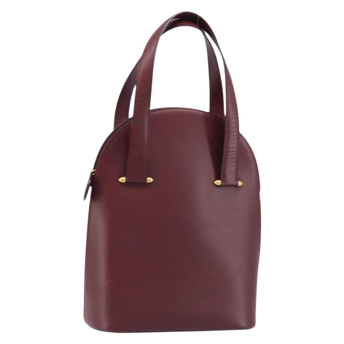Cartier Vintage Must De Cartier Leather Burgundy Leather Handbag (Pre-Owned)