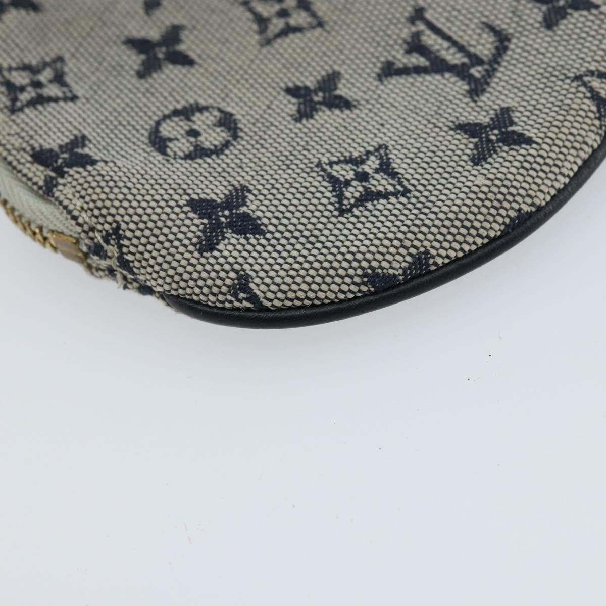 Louis Vuitton Round Coin Purse Mini Lin Blue Canvas Clutche & Pouche Bag (Pre-Owned)