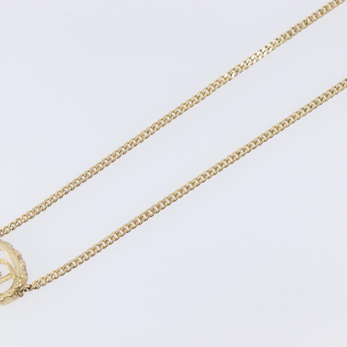 Christian Dior Vintage Logo Pendant Metal Gold Metal Necklace Jewelry (Pre-Owned)