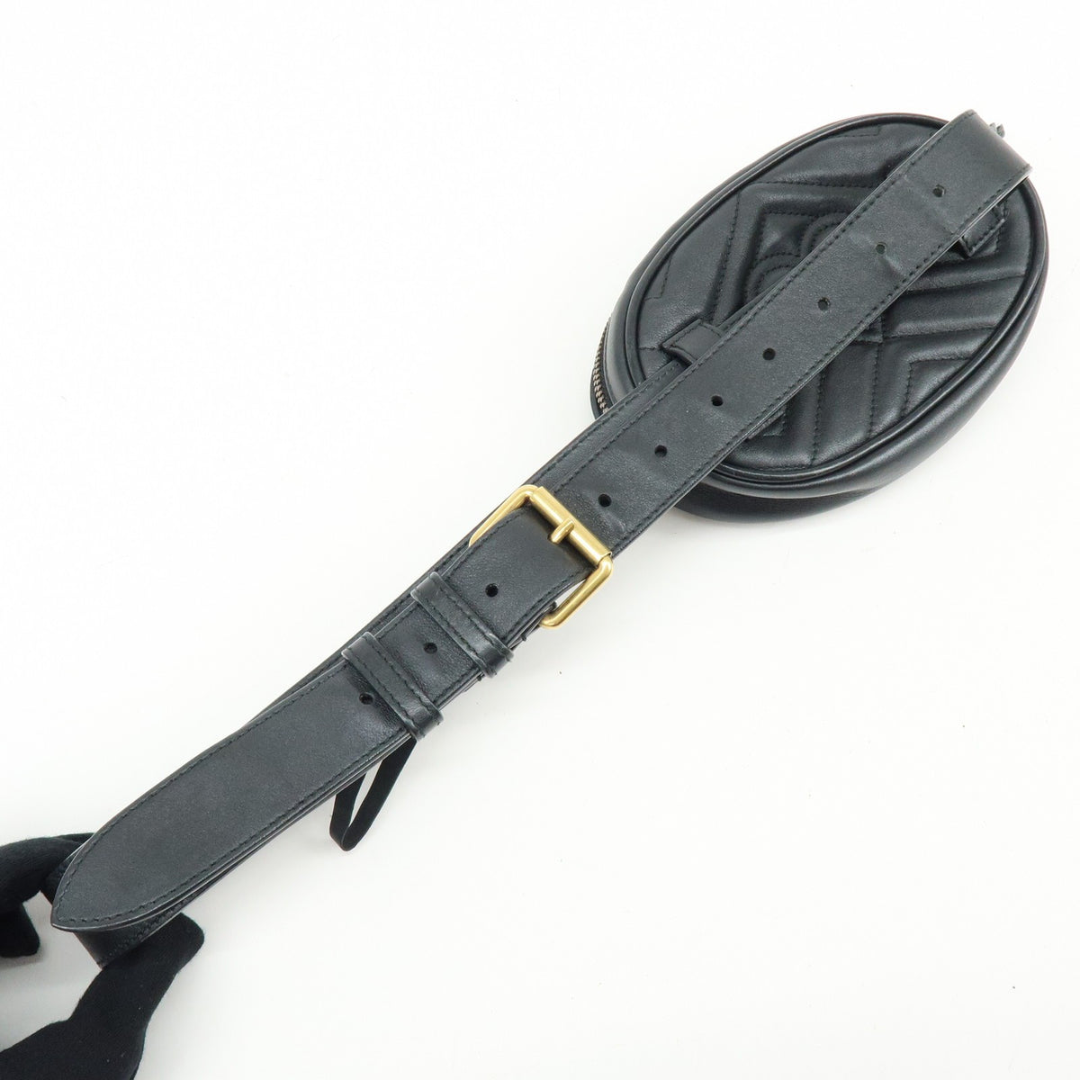Gucci Gg Marmont Belt Matelasse Leather Black Leather Handbag (Pre-Owned)