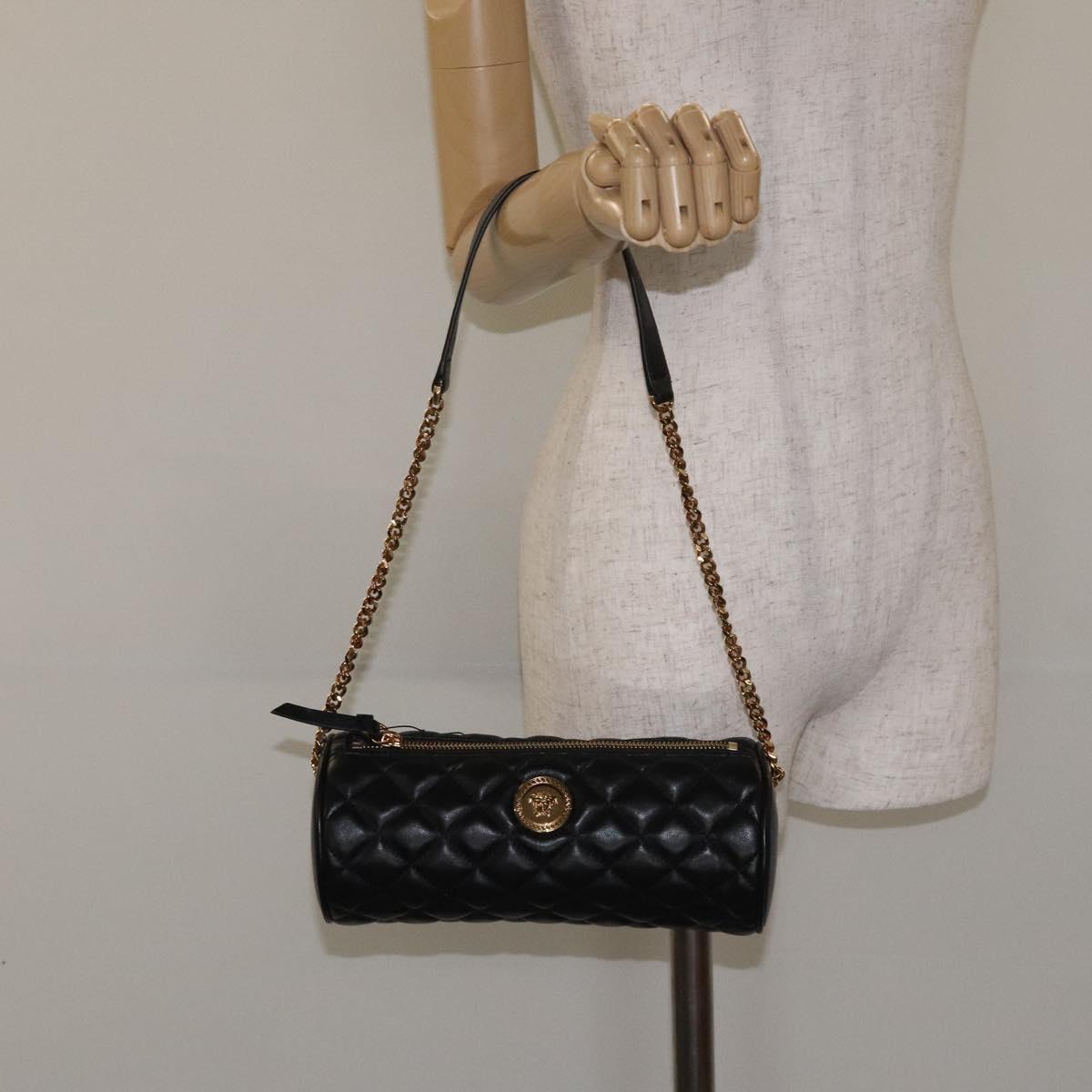 Versace Medusa Black Leather Shoulder Bag (Pre-Owned)