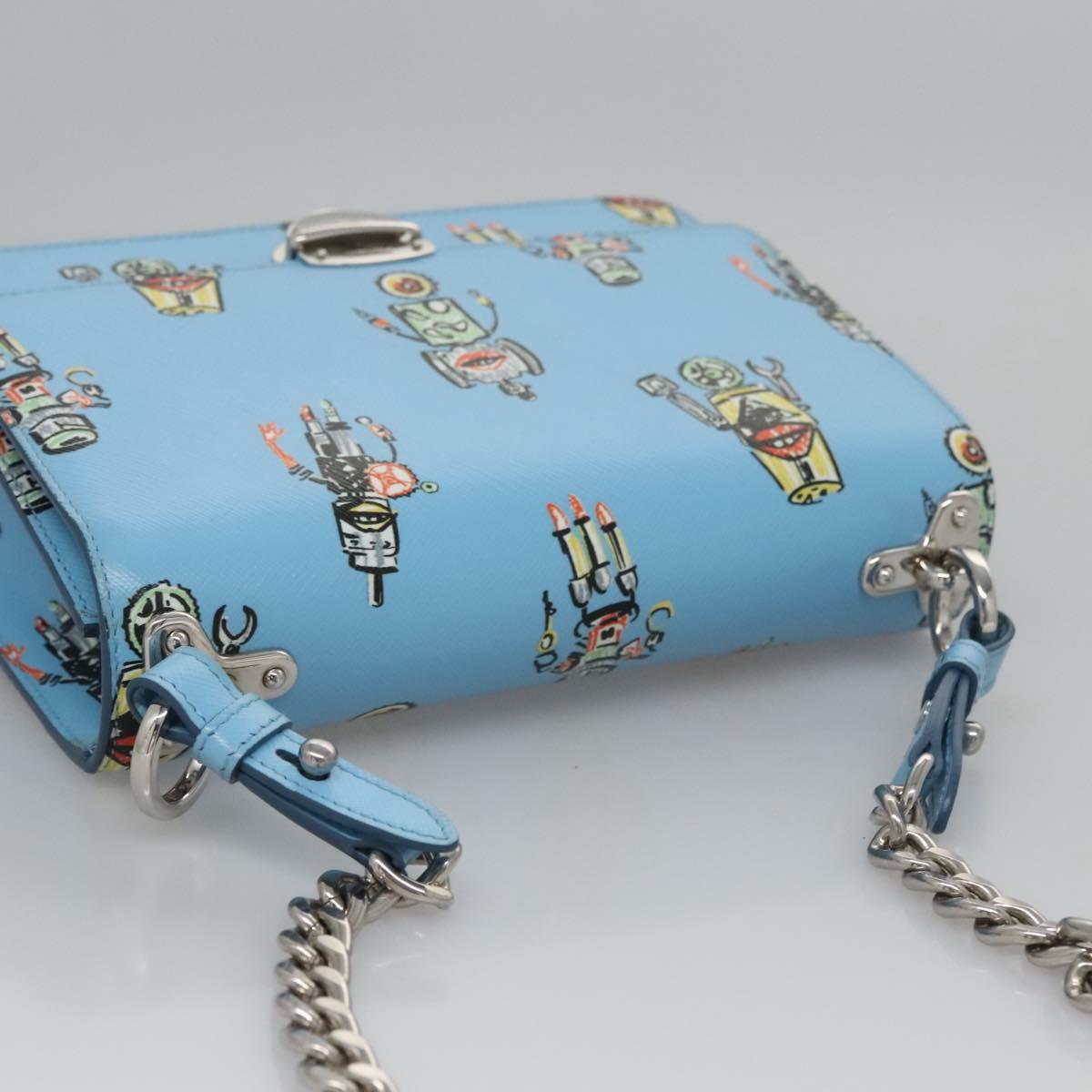 Prada Robot Blue Leather Shoulder Bag (Pre-Owned)