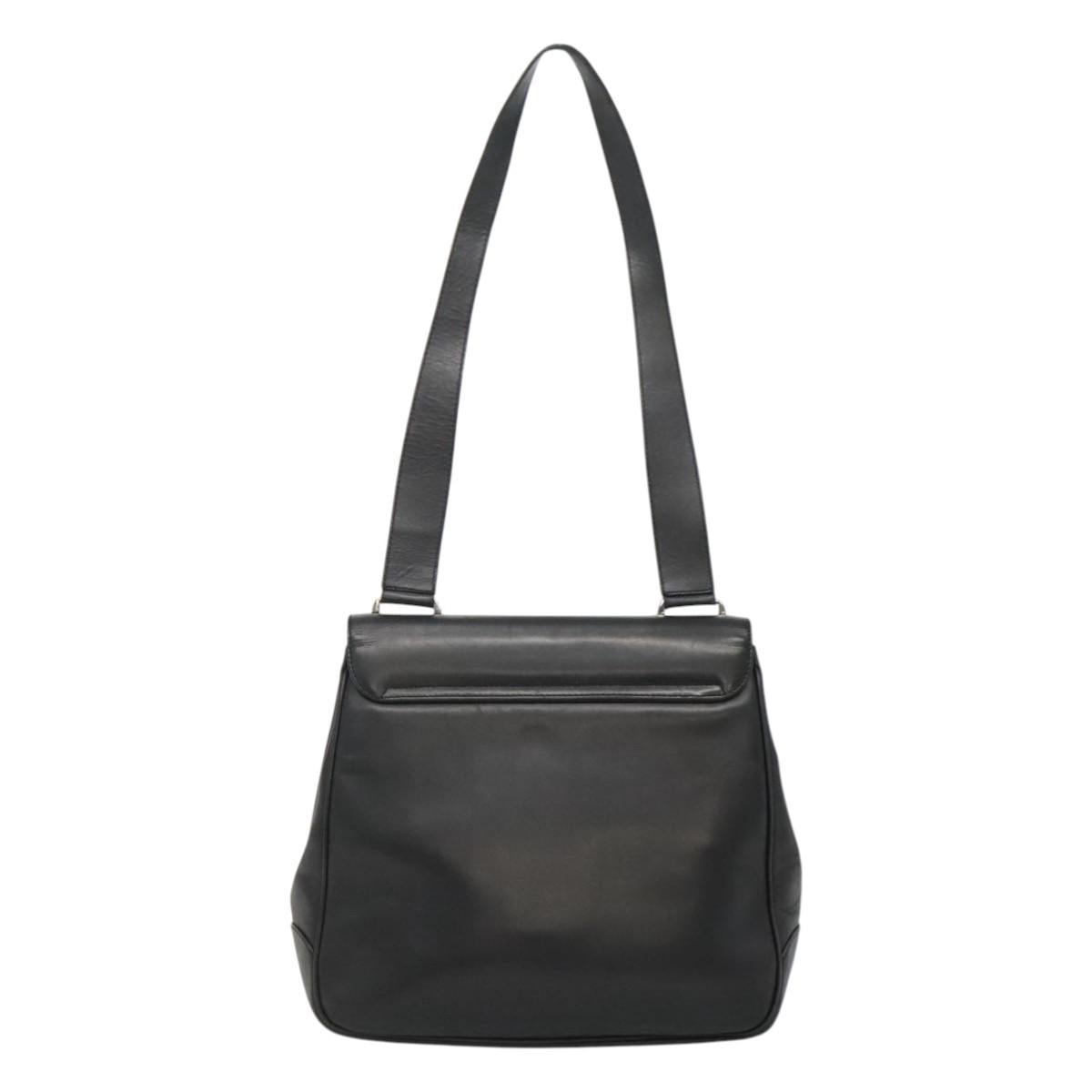 Salvatore Ferragamo Gancini Black Leather Shoulder Bag (Pre-Owned)