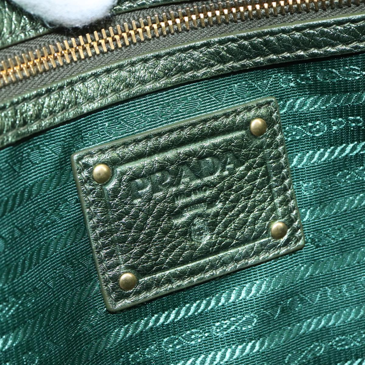 Prada Saffiano Green Leather Tote Bag (Pre-Owned)