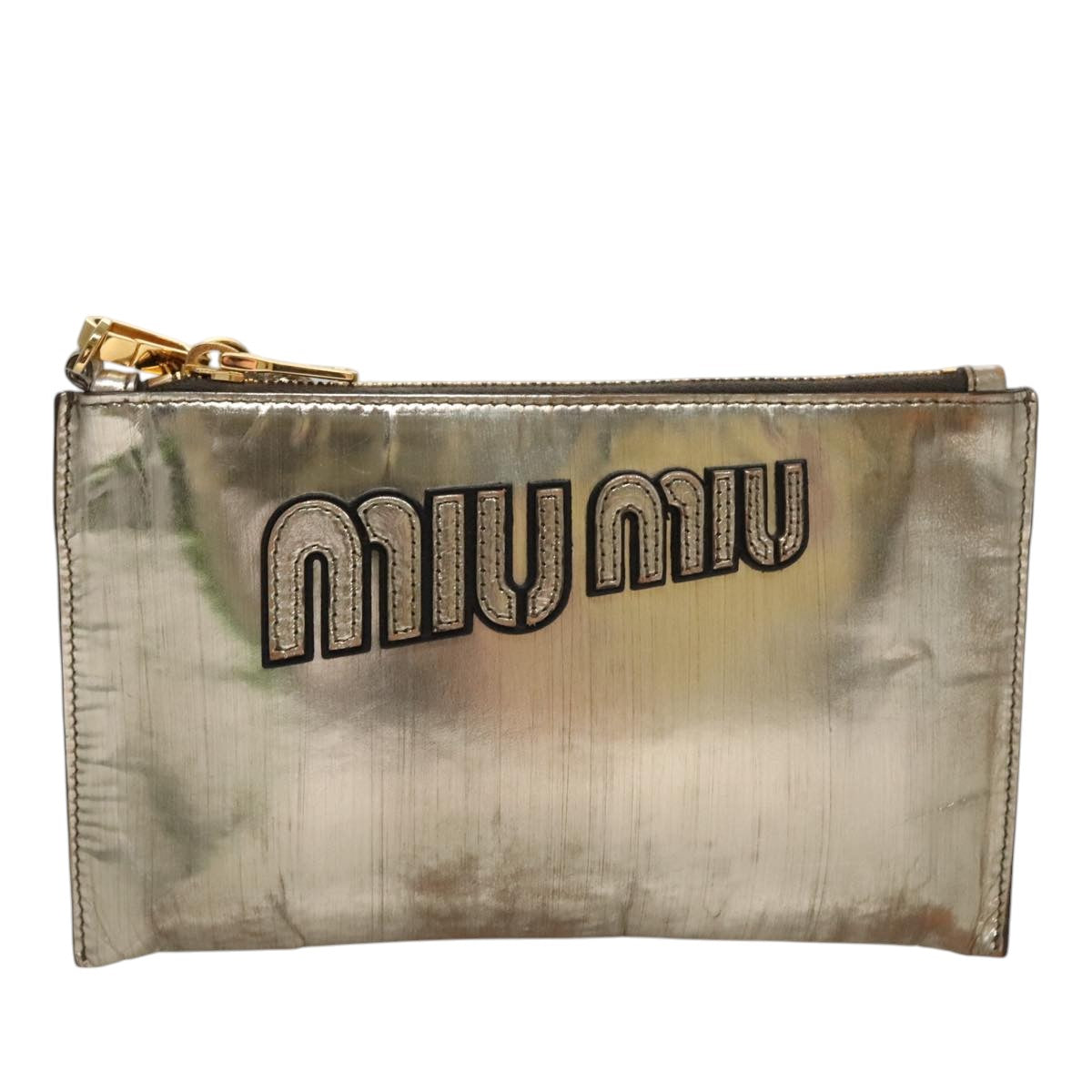 Miu Miu Gold Patent Leather Clutch Bag (Pre-Owned)