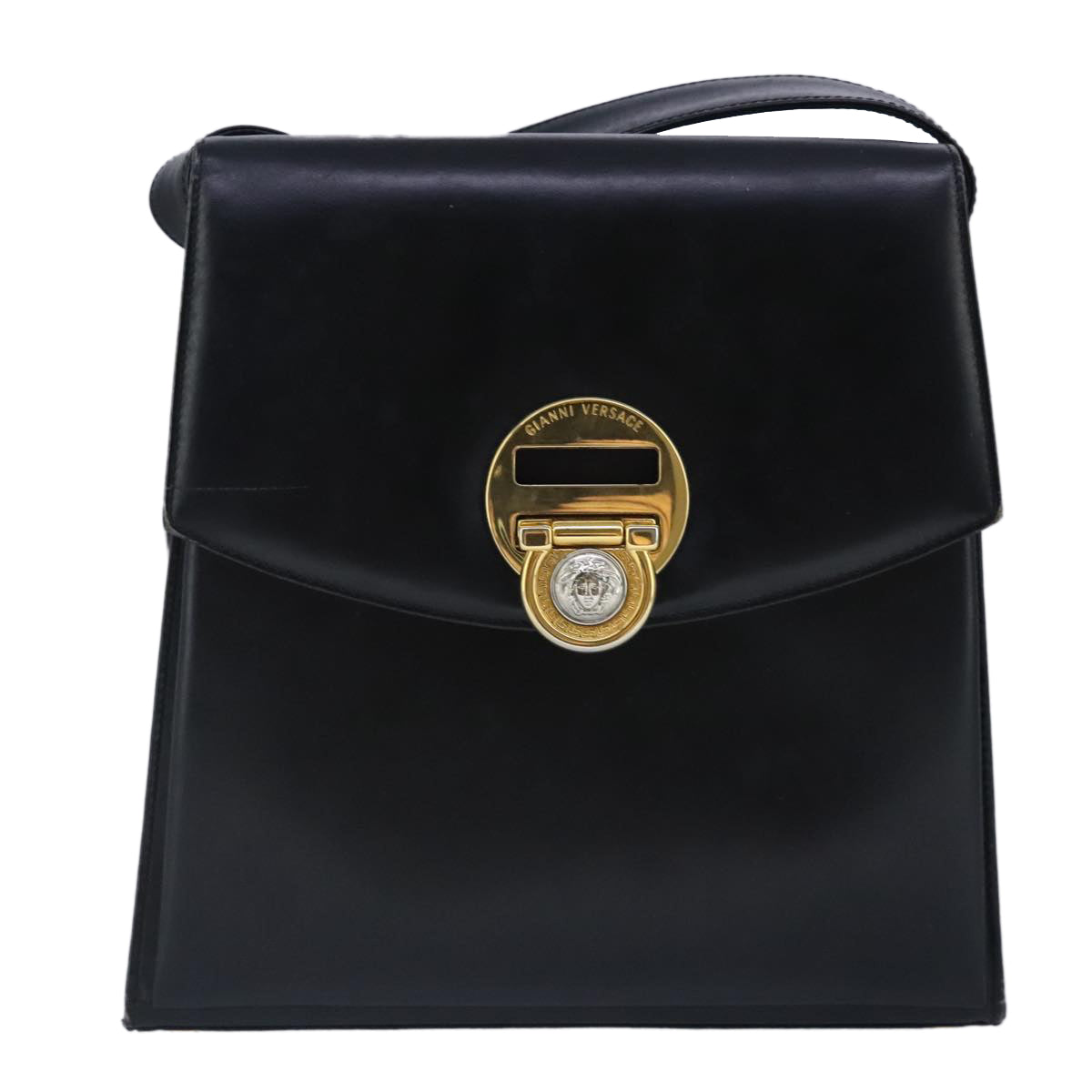 Versace Black Leather Shoulder Bag (Pre-Owned)