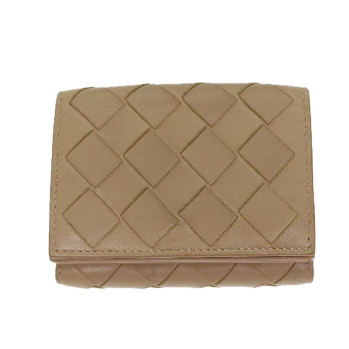 Bottega Veneta Intrecciato Beige Leather Wallet (Pre-Owned)