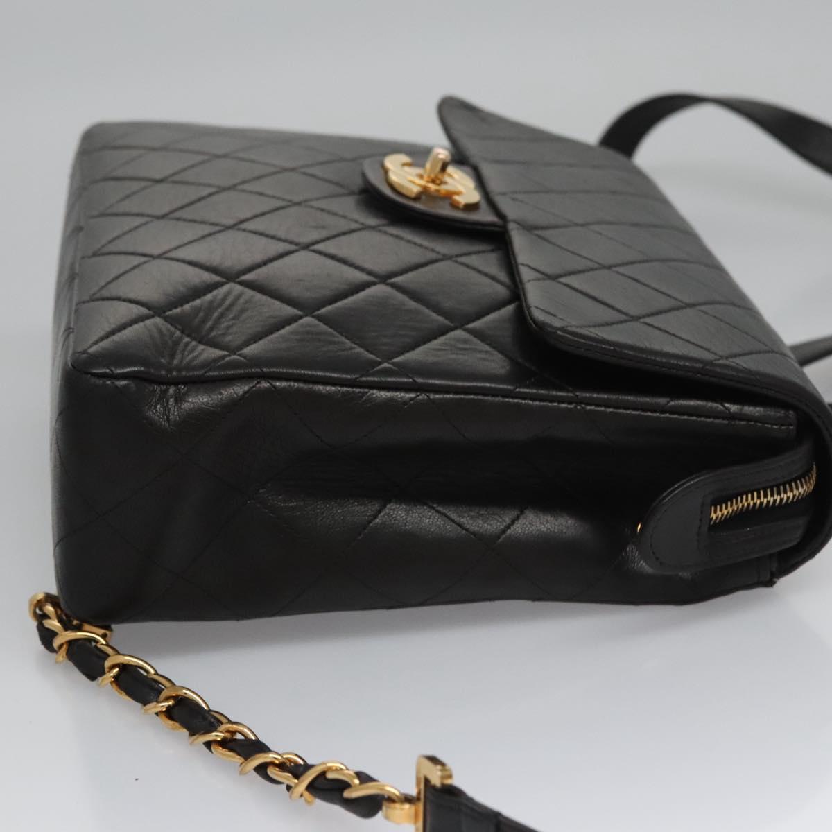 Chanel Single Flap Black Leather Backpack Bag (Pre-Owned)