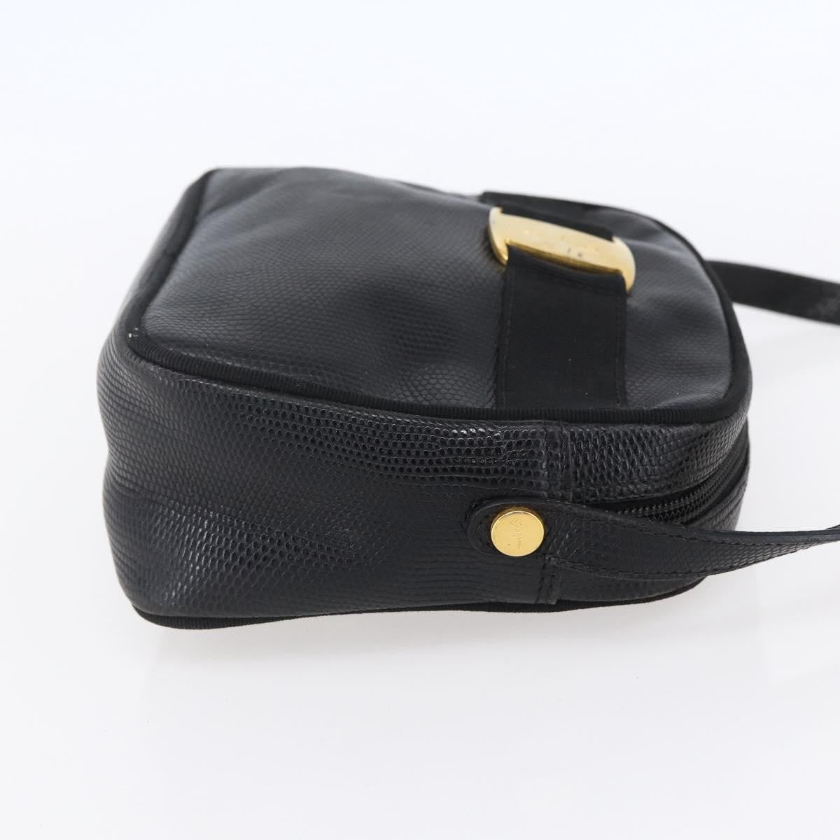 Salvatore Ferragamo Vara Bow Camera Leather Black Leather Shoulder Bag Bag (Pre-Owned)