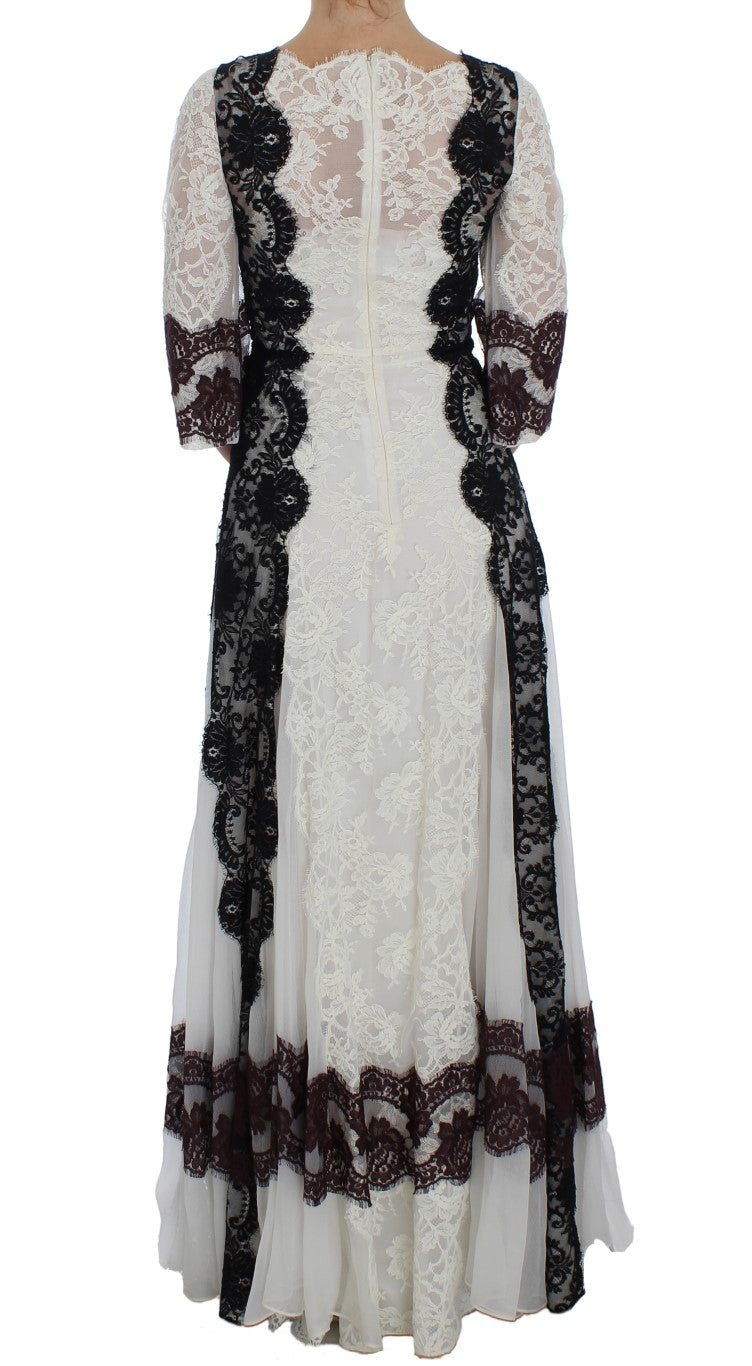 Dolce & Gabbana Floral Lace Silk Blend Maxi Women's Dress
