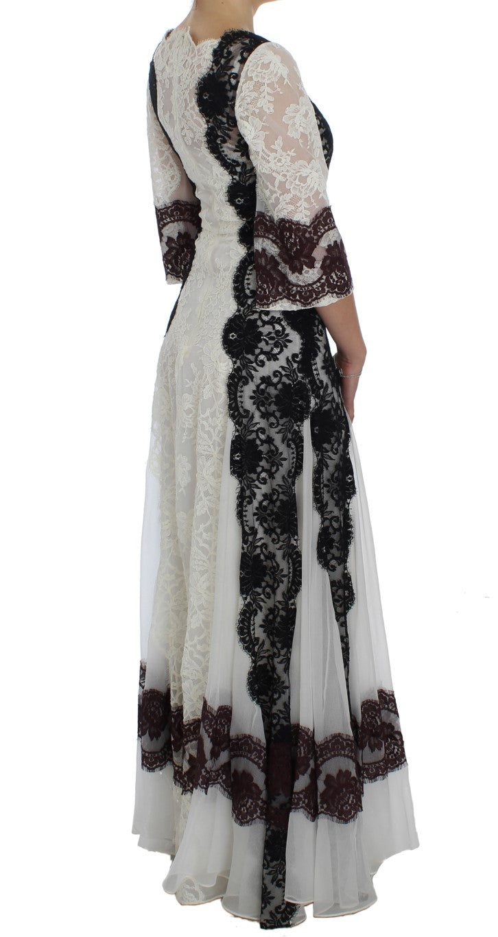 Dolce & Gabbana Floral Lace Silk Blend Maxi Women's Dress