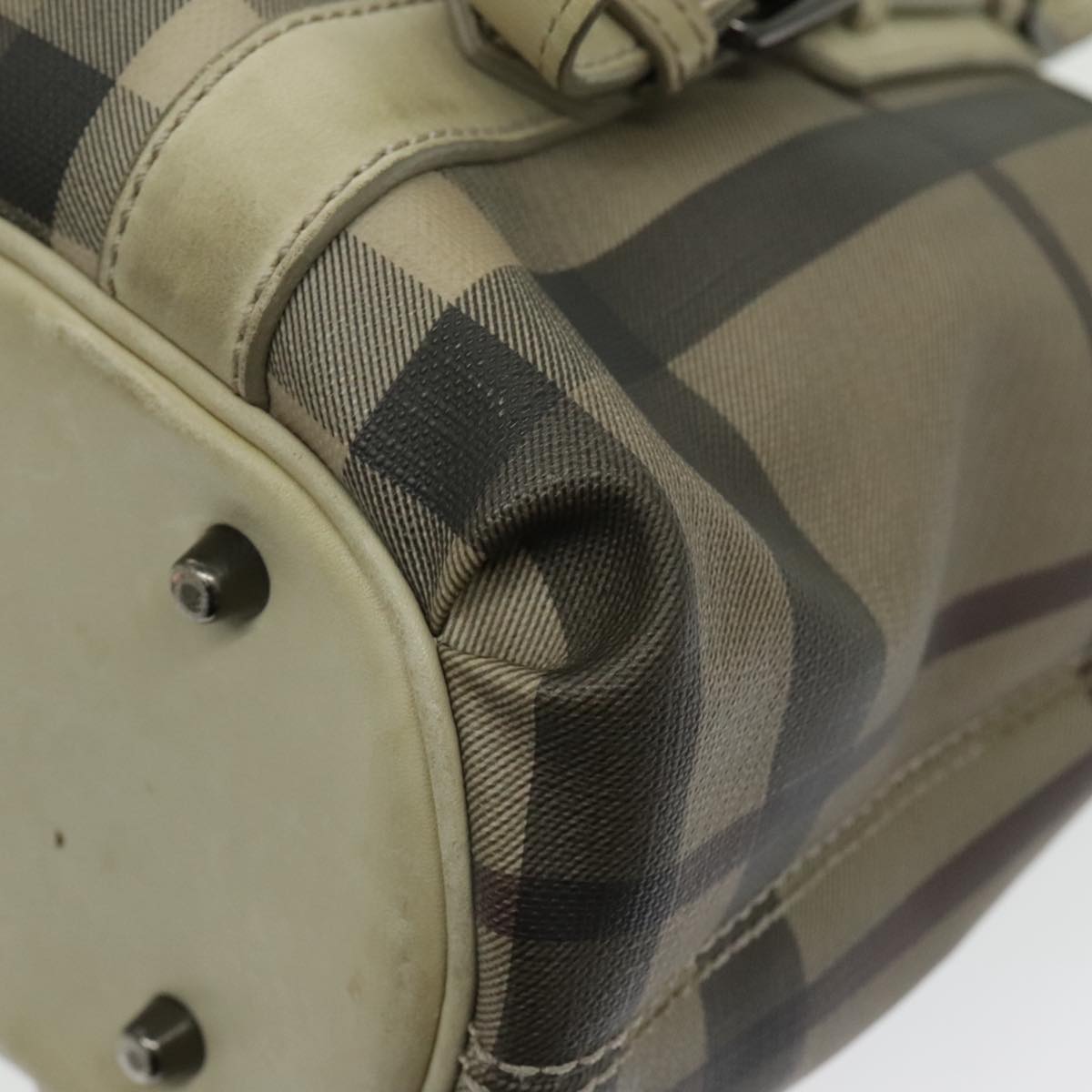 Burberry Nova Check Beige Canvas Handbag (Pre-Owned)