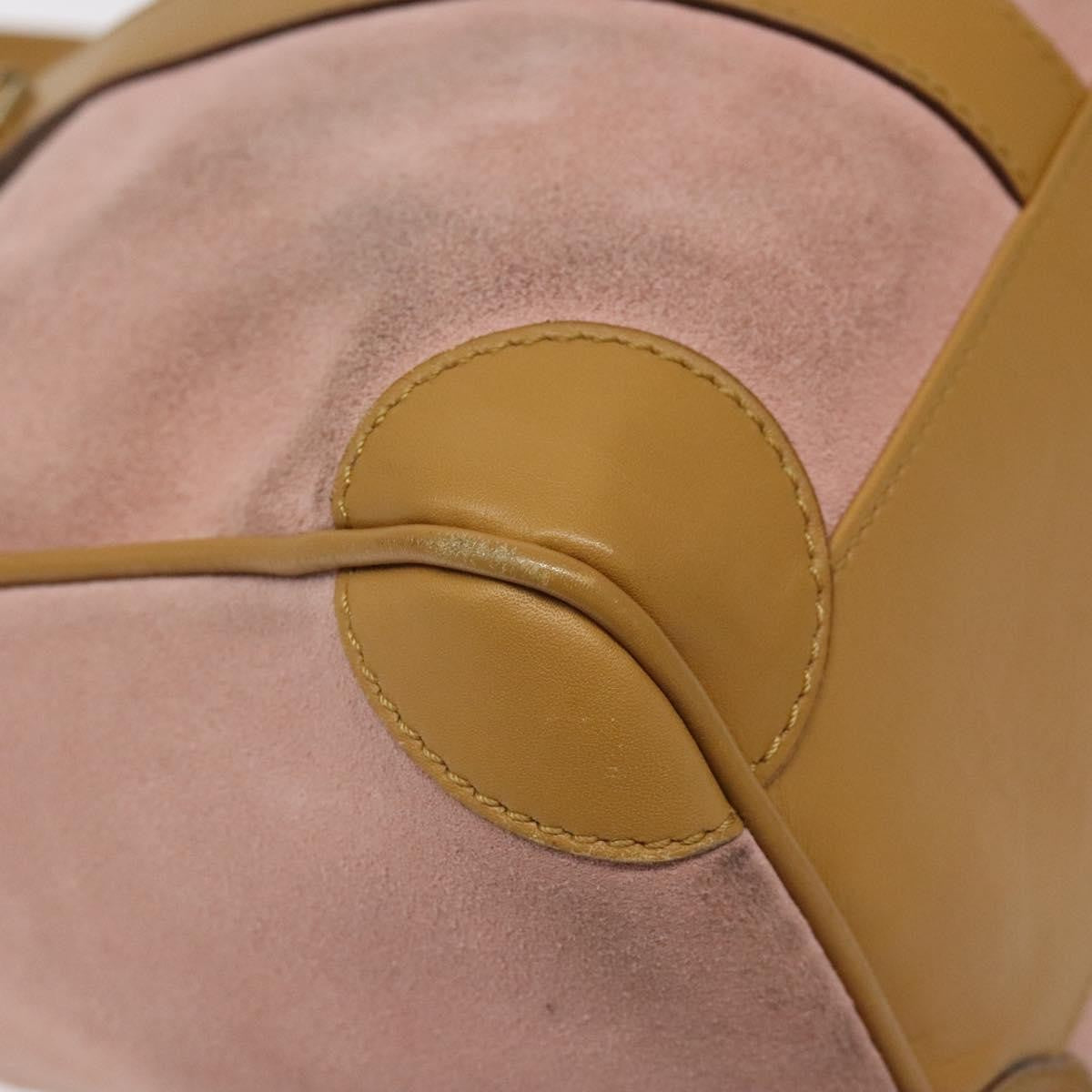 Gucci Vintage Canvas Pink Suede Handbag (Pre-Owned)