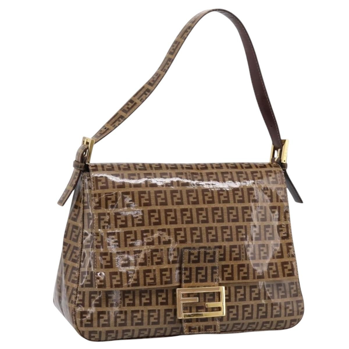 Fendi Baguette Patent Leather Beige Patent_Leather Handbag (Pre-Owned)