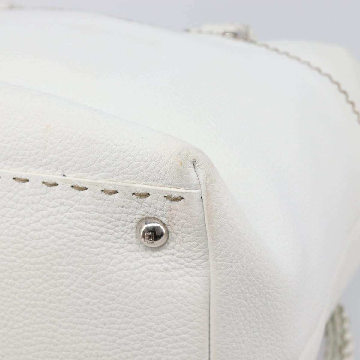 Fendi Selleria 2Bag Leather White Leather Handbag (Pre-Owned)