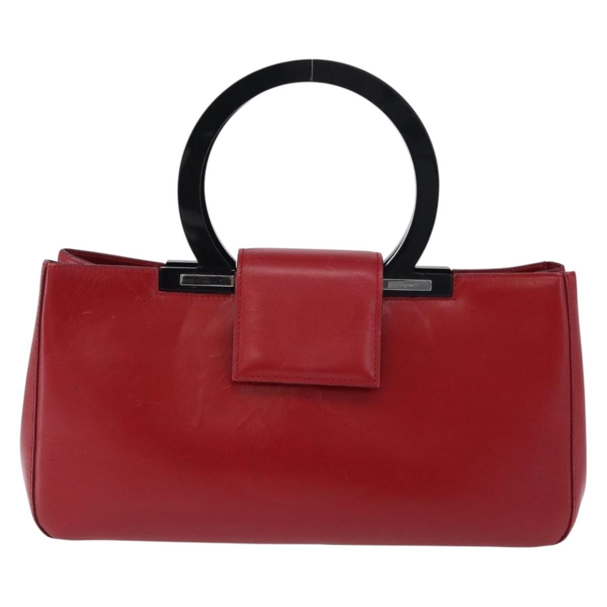 Salvatore Ferragamo Gancini Leather Red Leather Handbag (Pre-Owned)