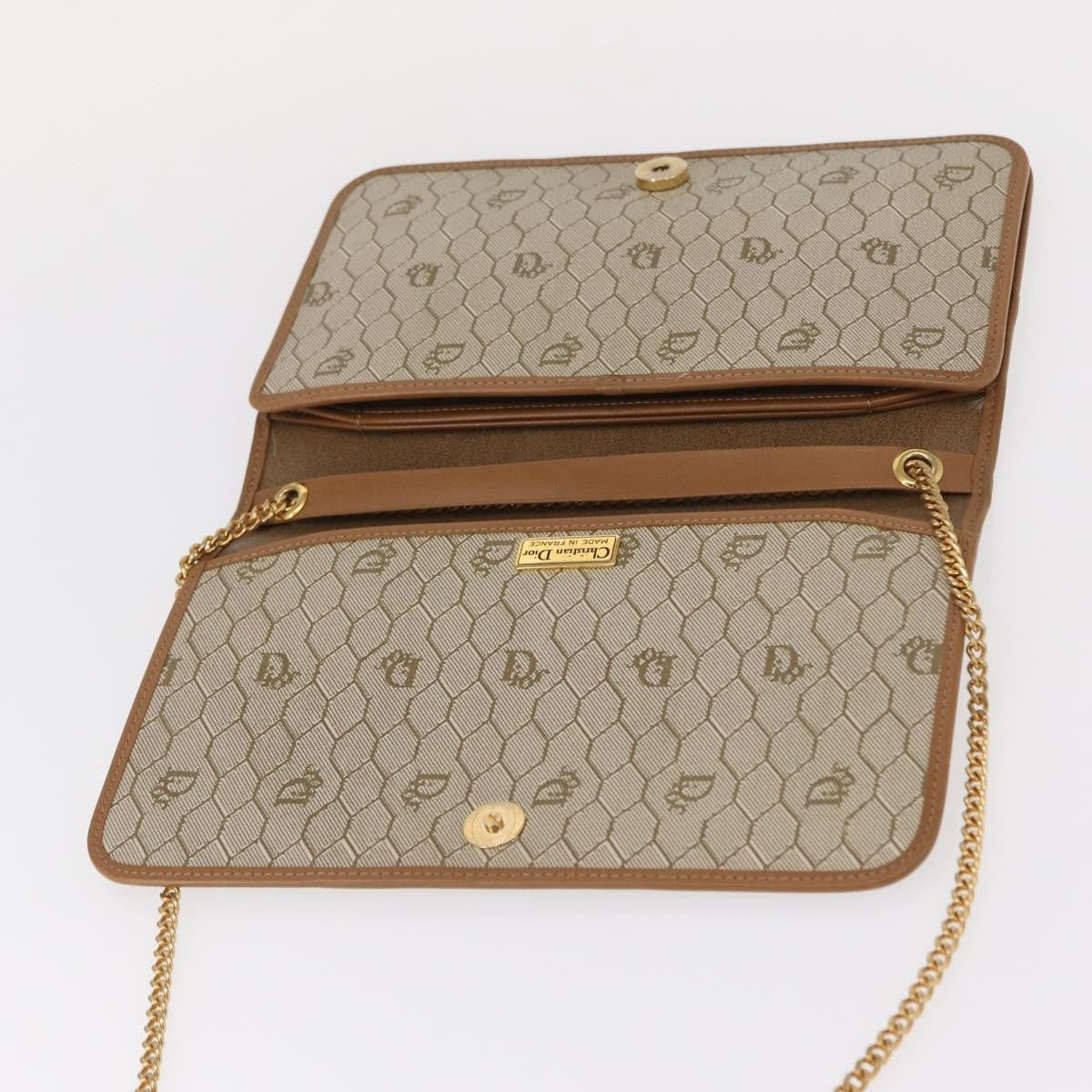 Christian Dior Vintage Honeycomb Zip Coated Canvas Beige Canvas Clutche & Pouche Bag (Pre-Owned)