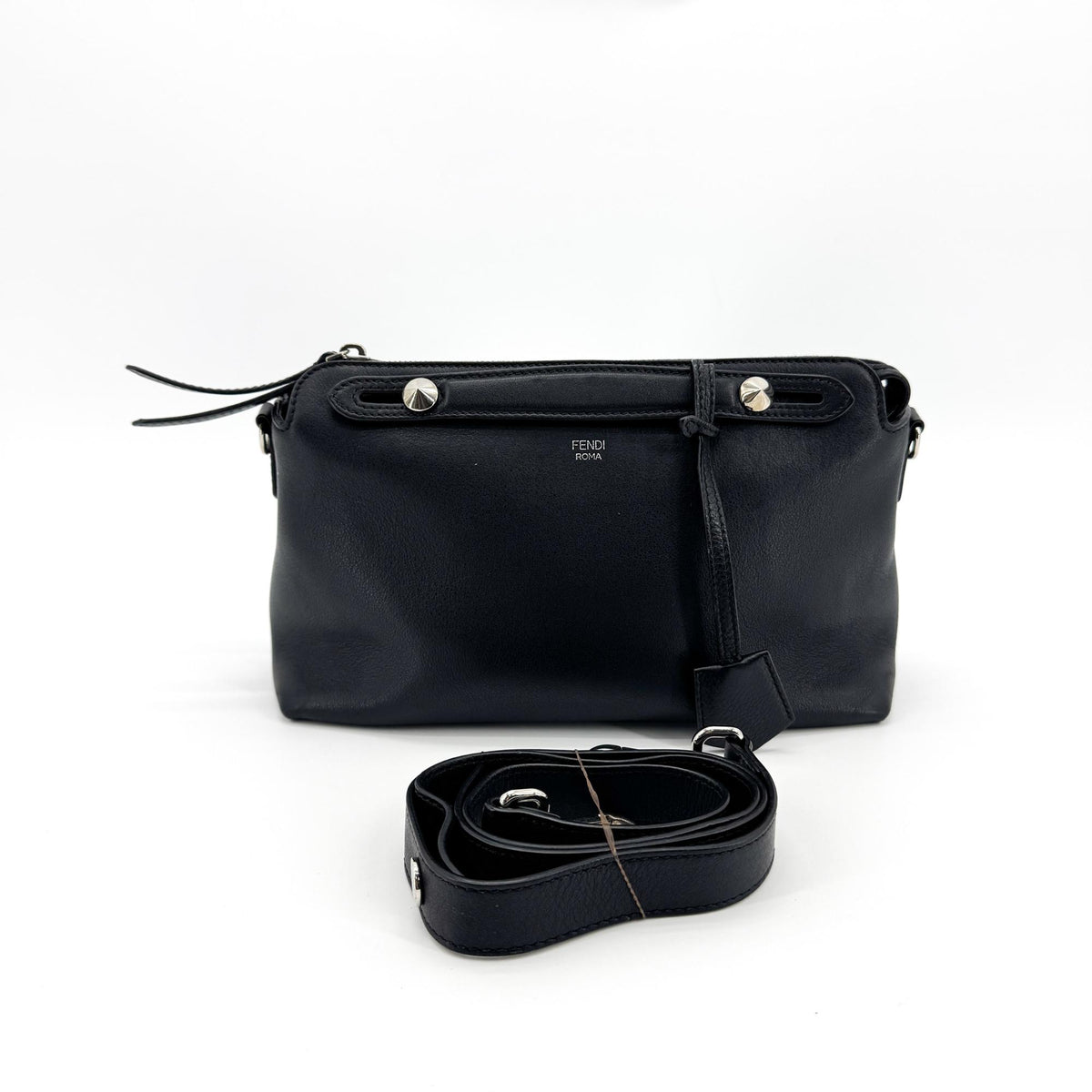 Fendi By The Way Satchel Leather Black Leather Handbag (Pre-Owned)