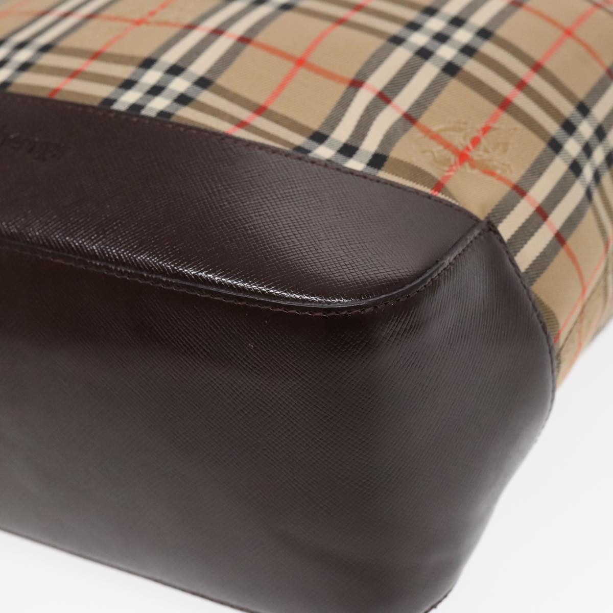 Burberry Nova Check Beige Canvas Shoulder Bag (Pre-Owned)