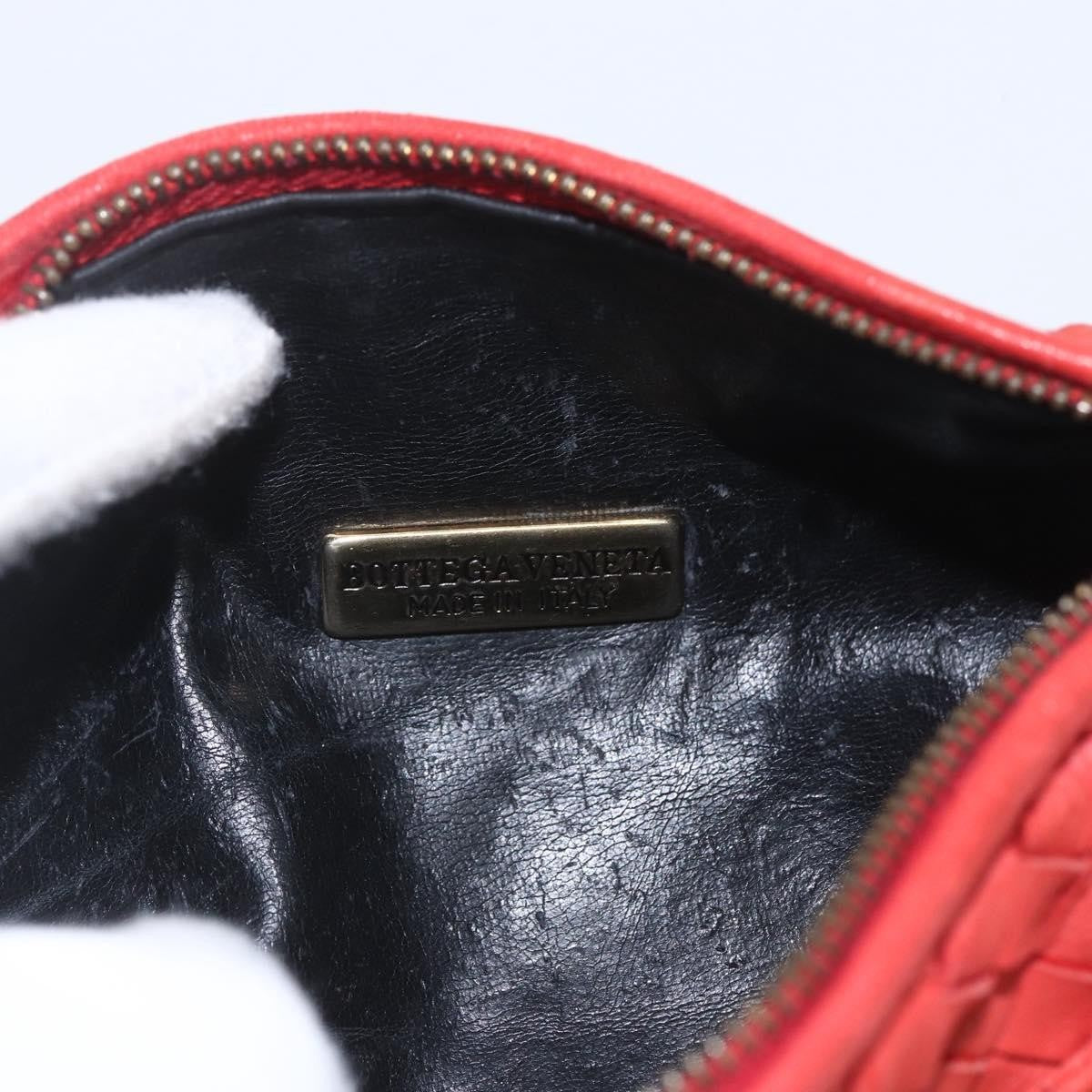 Bottega Veneta Intrecciato Clutch Leather Red Leather Clutche & Pouche Bag (Pre-Owned)