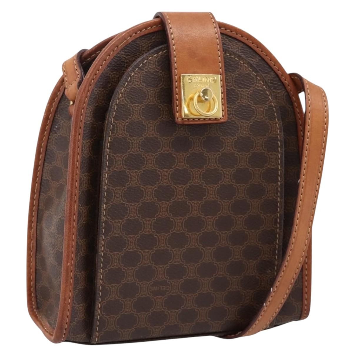 Celine Macadam Shoulder Canvas Brown Canvas Crossbody Bag Bag (Pre-Owned)