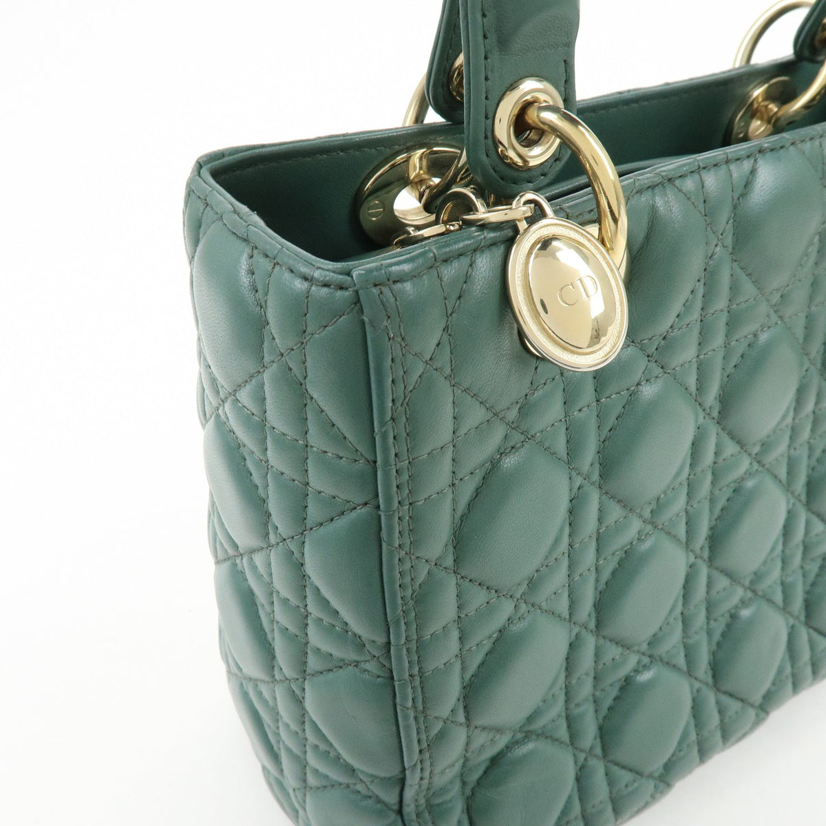 Christian Dior Lady Dior Green Leather Handbag (Pre-Owned)