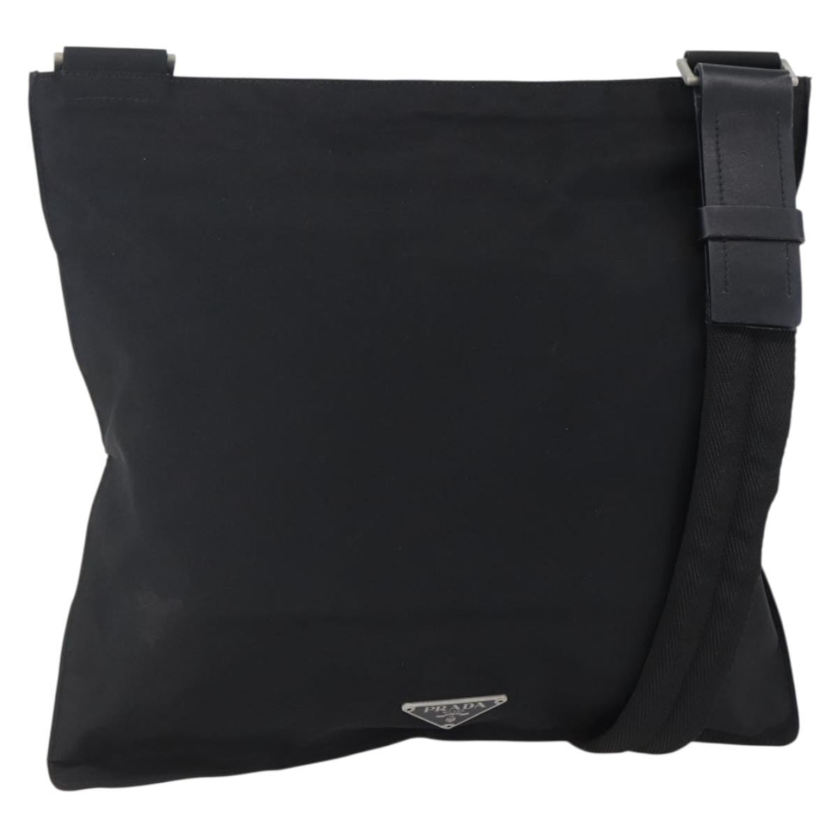 Prada Flat Messenger Tessuto Black Nylon Shoulder Bag Bag (Pre-Owned)