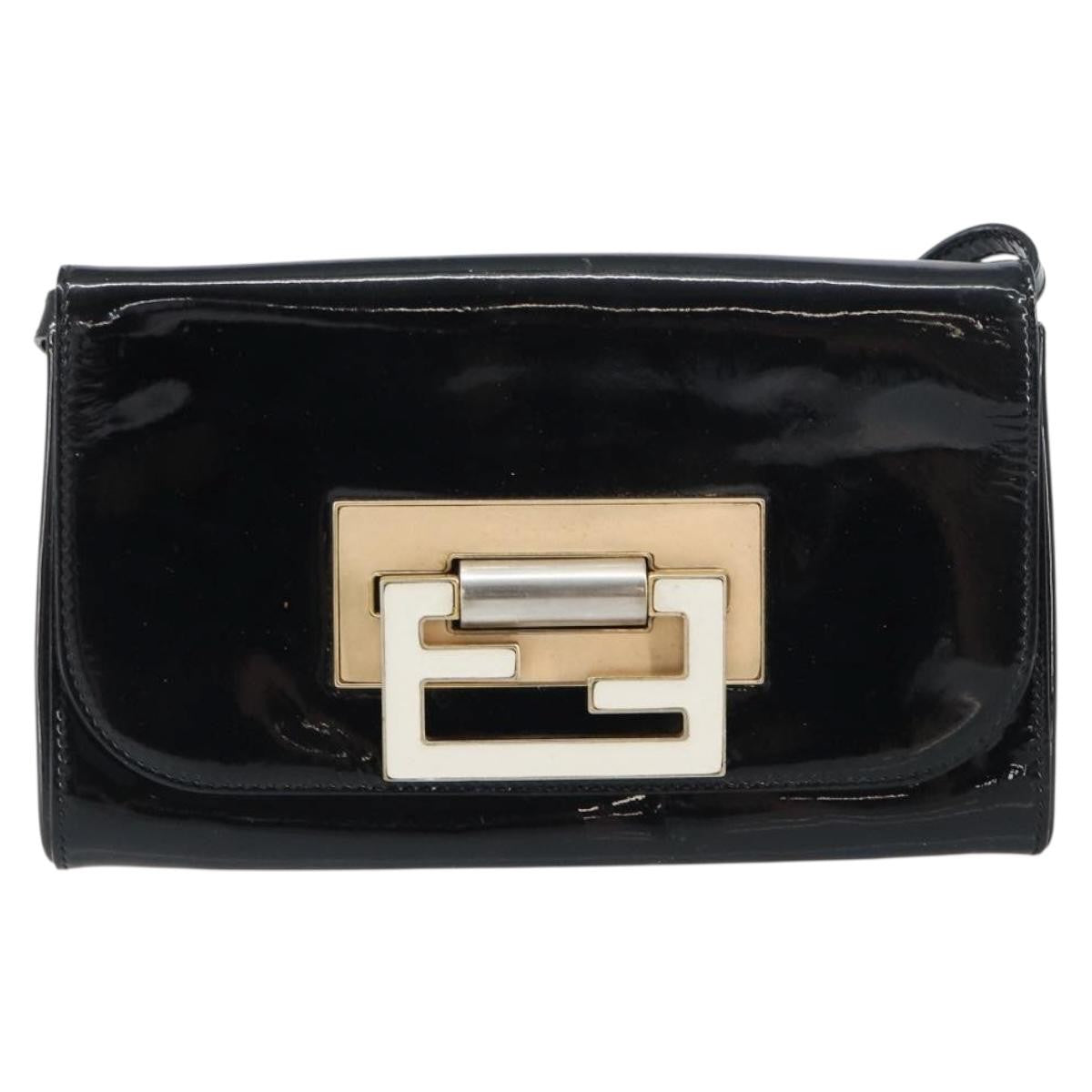Fendi Vintage Enamel Black Patent_Leather Shoulder Bag Bag (Pre-Owned)