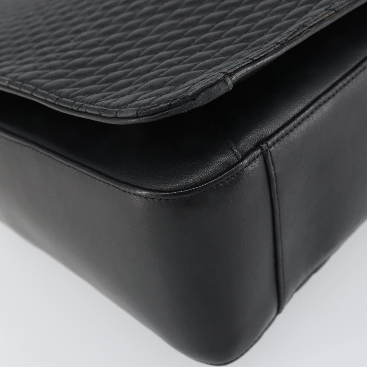 Bally Vintage Quilted Leather Black Leather Tote Bag Bag (Pre-Owned)