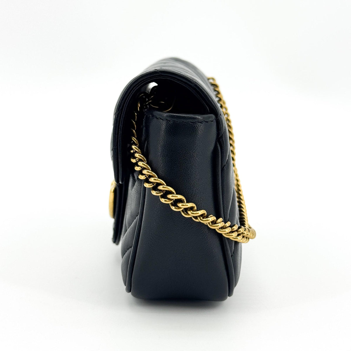 Gucci Gg Marmont Leather Black Leather Crossbody Bag Bag (Pre-Owned)
