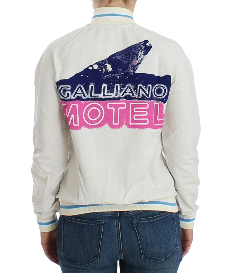 John Galliano White Mock Zip Cardigan Sweatshirt Women's Sweater
